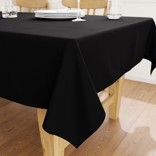 Encasa XO Dining Table Cover | 56x120 in Cotton Canvas Rectangular Tablecloth | Machine Washable, Jet Black Table Cloth for Indoor & Outdoor Dining, Durable, Easy-Care | Suitable for Any Occasion