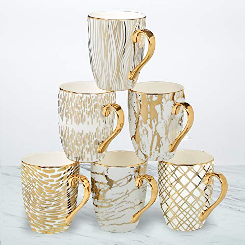 Matrix Gold Porcelain Coffee & Tea Mug Set Premium Fine Porcelain with Elegant Gold-Plated Finish