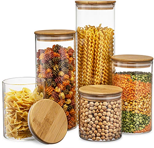 Le'raze Set of 5 Glass Kitchen Canisters