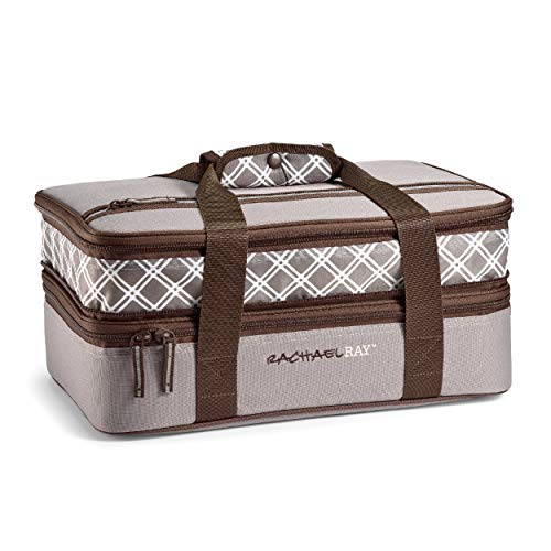 Rachael Ray Expandable Insulated Casserole Carrier for Hot or Cold Food, Thermal Lasagna Lugger Tote for Potluck, Parties, Picnic, and Cookouts, Fits 9" x 13" Baking Dish