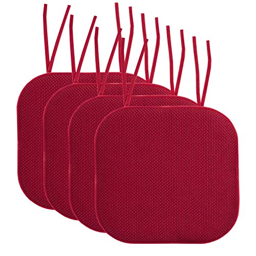 Sweet Home Collection Memory Foam Chair Cushion (Red) 4 Pack
