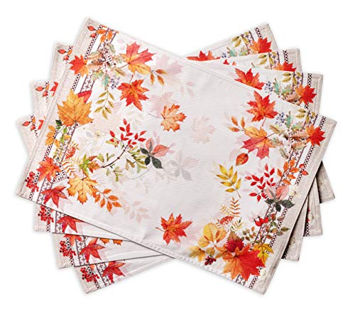 Maison d' Hermine Placemats Set of 4 100% Cotton Washable Cloth Place Mats, Reusable Table Mats for Kitchen Dining Decoration, Party, Wedding, Restaurant (Amarante, 13" x 19")