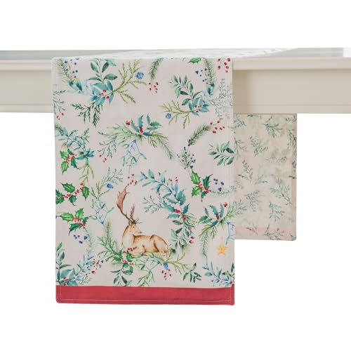 Maison d' Hermine Table Runner 100% Cotton Double Layer Table Runners 108 inches Long Decorative (Holly Time, 14.50" x 108")