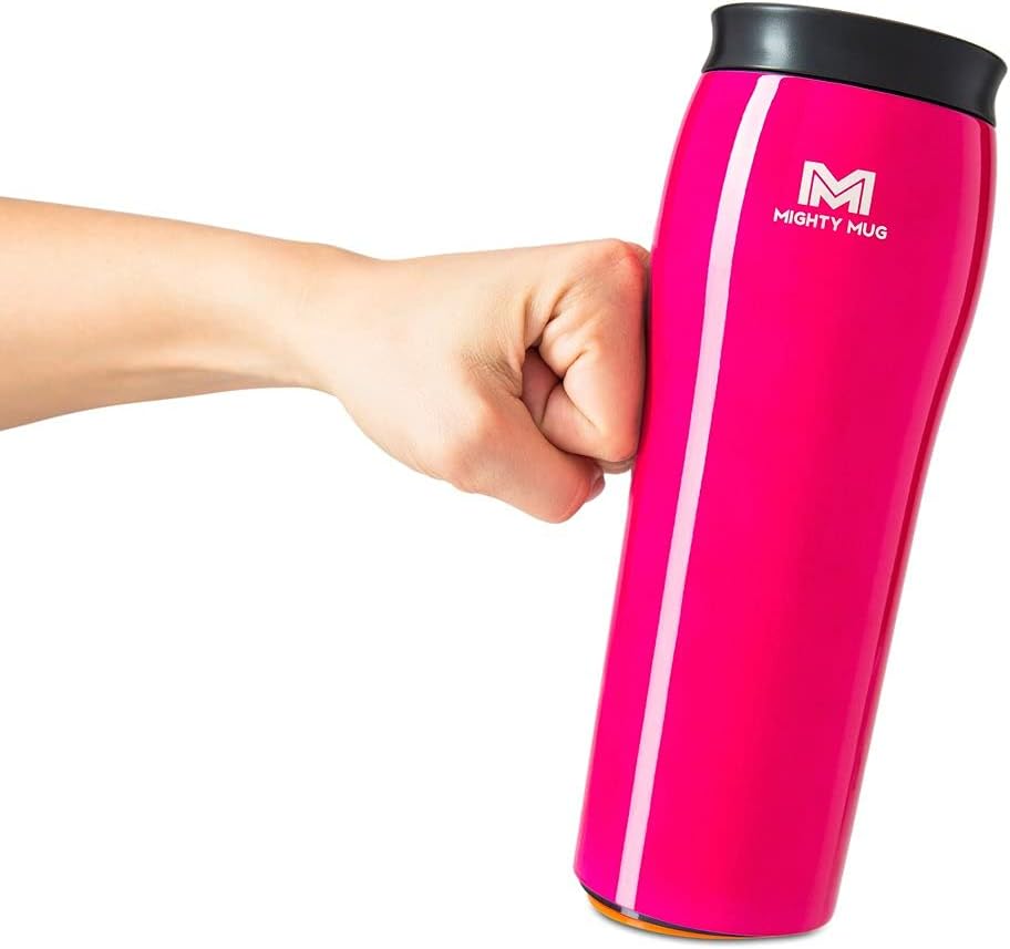 Mighty Mug | The Untippable Mug | Grips When Hit, Lifts for Sips | Insulated Stainless Steel Tumbler | Cupholder Friendly | Leakproof | 6 Hour Hot / 24 Cold | 16oz | Lipstick