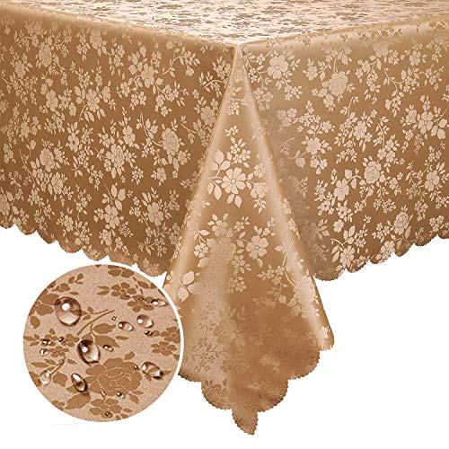 Smiry Rectangle Table Cloth, Waterproof Heavy Duty Vinyl Tablecloths, Wipeable Washable Table Cover for Kitchen and Dining Room (Brown, 60" X 120")