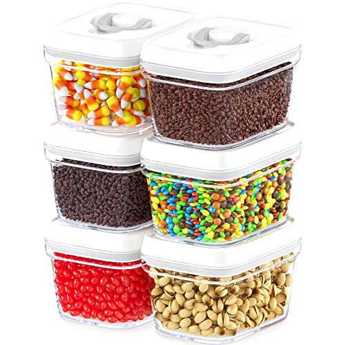 DWELLZA KITCHEN Airtight Food Storage Containers with Lids  6 Pieces All Same Size - Pantry Container for Spices, Candy, Nuts, Coffee and Tea, Clear Plastic BPA-Free, Keeps Food Fresh & Dry