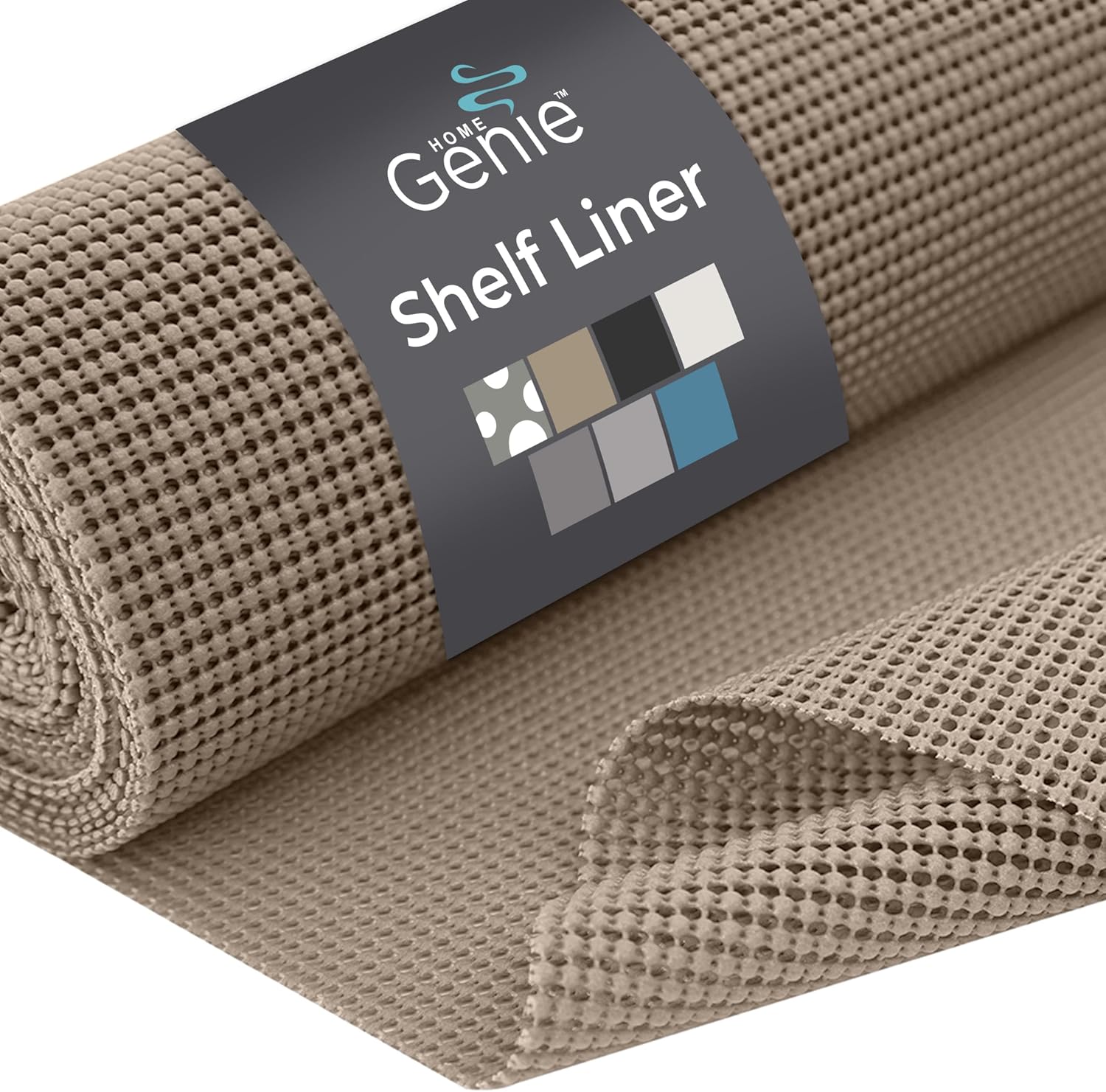 HOME GENIE Shelf Drawer and Cabinet Liner, Durable with Strong Grip, 20 in x 20 FT, Non Adhesive Liners Protect Kitchen Cabinets and Cupboard, Pantry, Bathroom Drawers and Shelves, Desks, Light Taupe