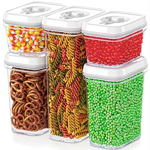 DWELLZA KITCHEN Airtight Food Storage Containers with Lids - 5 Piece Set - Kitchen Accessories - Pantry Organization and Storage Containers for Food - Clear BPA-Free - Keeps Food Fresh & Dry
