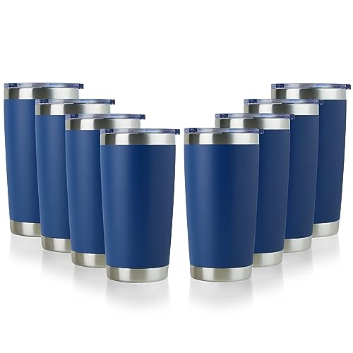 DOMICARE 20oz Stainless Steel Tumbler Bulk (Dark blue, 8 Pack)