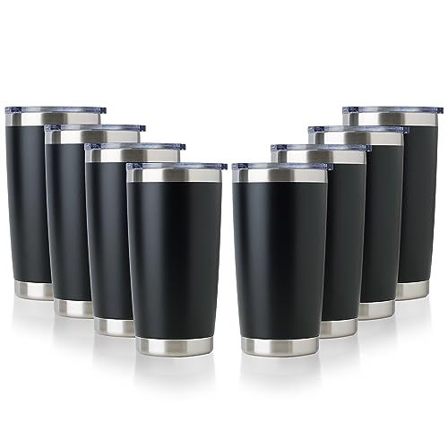 DOMICARE 20oz Tumbler Bulk (Powder Black, 8 Pack)