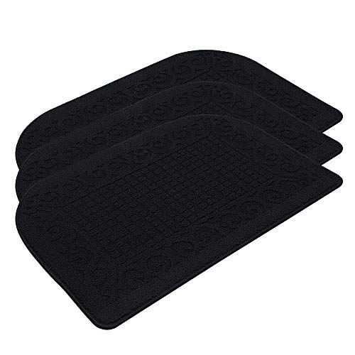 COSY HOMEER 32X20 Inch Anti Fatigue Kitchen Rug Mats are Made of 100% Polypropylene Half Round Rug Cushion Specialized in Anti Slippery and Machine Washable Black(3 pcs)