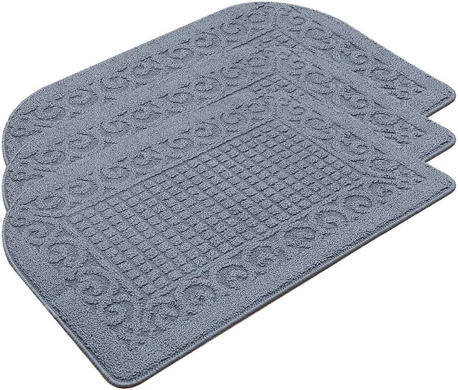 COSY HOMEER 32X20 Inch Anti Fatigue Kitchen Rug Mats are Made of 100% Polypropylene Half Round Rug Cushion Specialized in Anti Slippery and Machine Washable (Grey 3pcs)