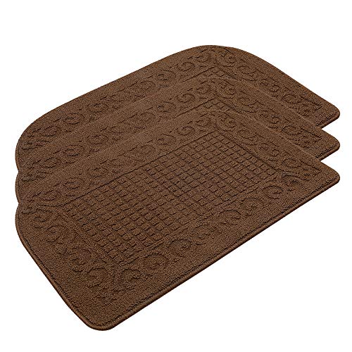 COSY HOMEER 32X20 Inch Anti Fatigue Kitchen Rug Mats are Made of 100% Polypropylene Half Round Rug Cushion Specialized in Anti Slippery and Machine Washable,Brown(3 pcs)