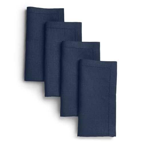 D'Moksha Homes Navy Blue Linen Set of 4