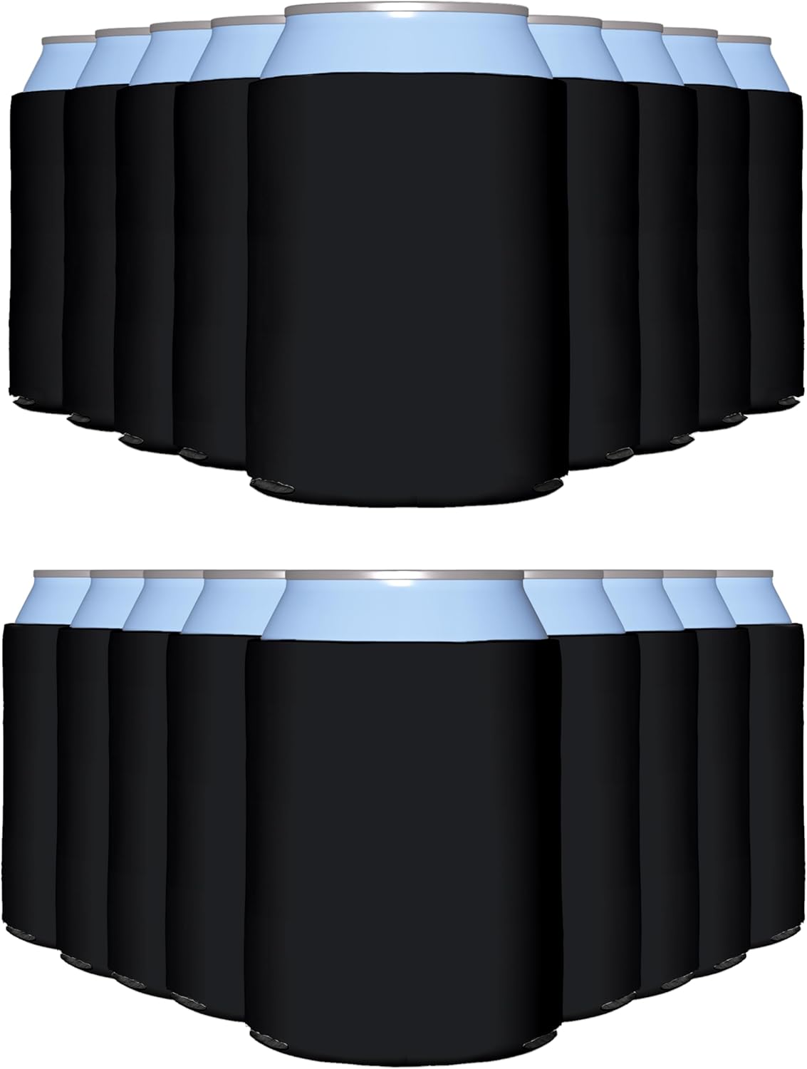 PartyPrints 100 Pack Black Blank Can Cooler Sleeves, Customizable Bulk Insulated Foam for Beer, Collapsible Plain Drink Holder, Cold Soda Insulator, 12oz Regular, 16oz Tall Cans