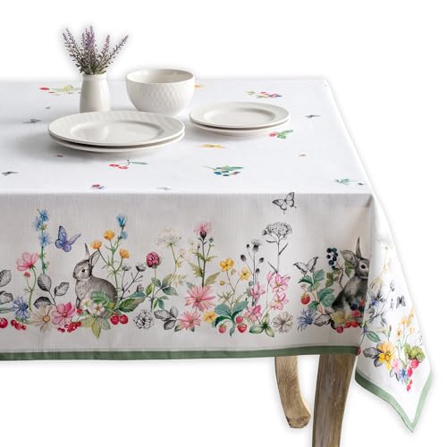 Maison d' Hermine Table Cloth Rectangle Table 100% Cotton 54 x 72 Inches Tablecloth Reusable Decorative Everyday Use for Dining Room, Farmhouse, Home Party, Festive & Wedding Spring Summer - Printemps