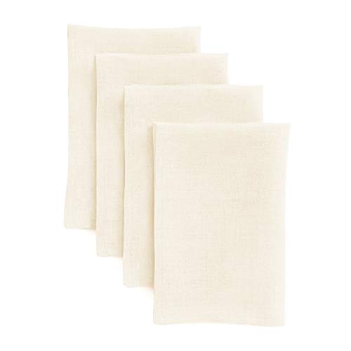 Solino Home Ivory Linen Napkins Set of 4-100% Pure Linen Cloth Washable Dinner Napkins 20 x 20 Inch for Fall, Autumn, Thanksgiving, Christmas, Holiday - Fete