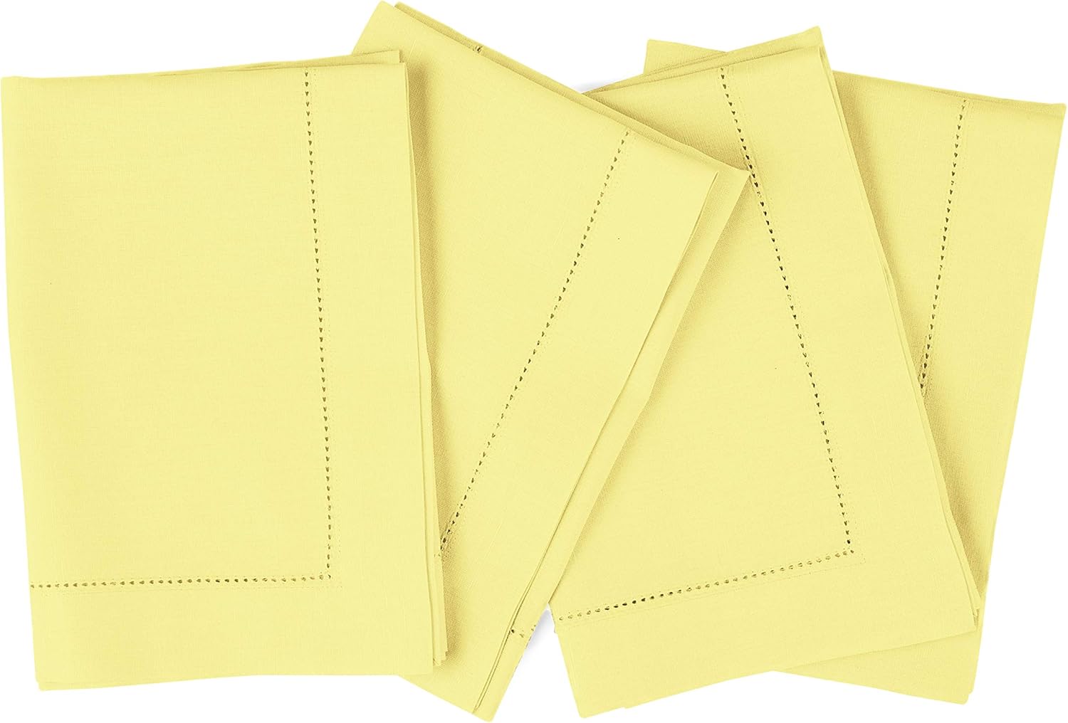Solino Home Yellow Napkins Set of 4 - Cotton Linen Hemstitch Dinner Napkins Cloth 20 x 20 Inch - Handcrafted and Machine Washable