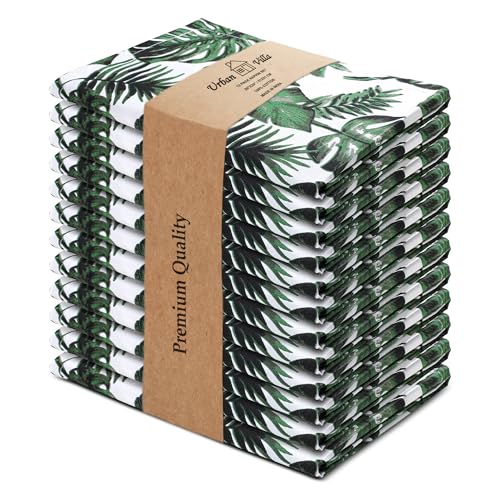 Urban Villa Cloth Napkins Tropical Print 100% Cotton Absorbent Dinner Napkins (Set of 12) Oversized 20x20 Inches Soft Durable Reusable Washable
