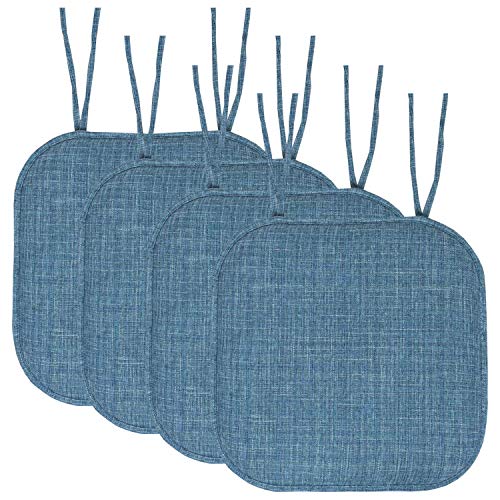 Sweet Home Collection Memory Foam Chair Cushion (Aria Blue) 4 Pack
