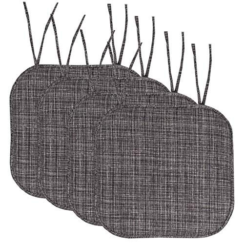 Sweet Home Collection Memory Foam Chair Cushion (Aria Gray/Black) 4 Pack