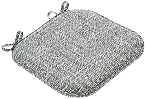 Sweet Home Collection Chair Cushion Memory Foam Pads with Ties Honeycomb Pattern Slip Non Skid Rubber Back Rounded Square 16" x 16" Seat Cover, 4 Pack, Aria Multi Gray