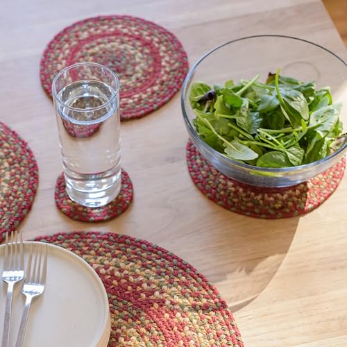 Cider Barn Jute Braided Kitchen Trivets for Hot Dishes, Warm Country Rustic Decor, Set of 6, Red 8" Round Heat Resistant Mat