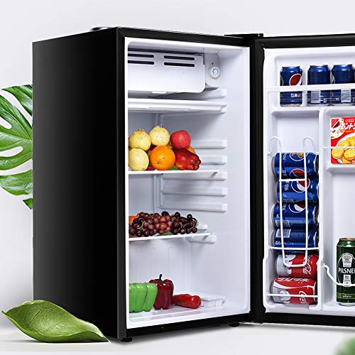 Safeplus 3.2 Cu.Ft Mini Compact Refrigerator, Under Counter Fridge with Small Freezer Removable Glass Shelves - Drinks Food Beer Storage for Office Dorm or Apartment