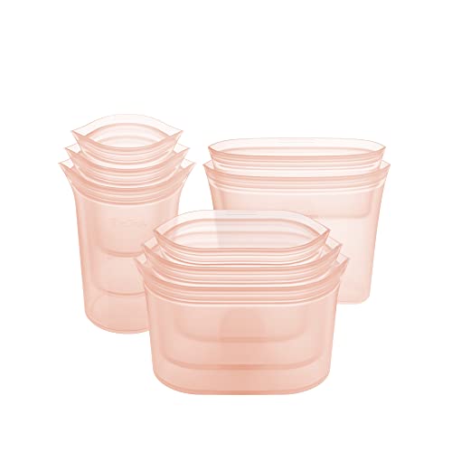 Zip Top Reusable Food Storage Bags | Full Set of 8 (Peach)