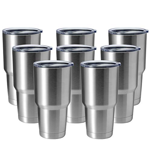 HASLE OUTFITTERS 30oz Stainless Steel Tumbler, Double Wall Vacuum Insulated Travel Mug Tumbler, Durable Insulated Coffee Mug, Gift Box Set (Silver, 8)