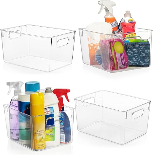 ClearSpace Clear Plastic Storage Bins  Pantry Organizers & Storage Containers, Cabinet Organizer - Home Organization Must Haves for Kitchen, Laundry Room, Office, Closet, Garage & Freezer