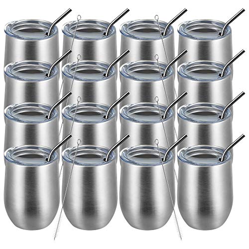 MEWAY 12oz Wine Tumbler (Silver, Set of 16)