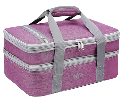 MIER Insulated Double Casserole Carrier (Purple)