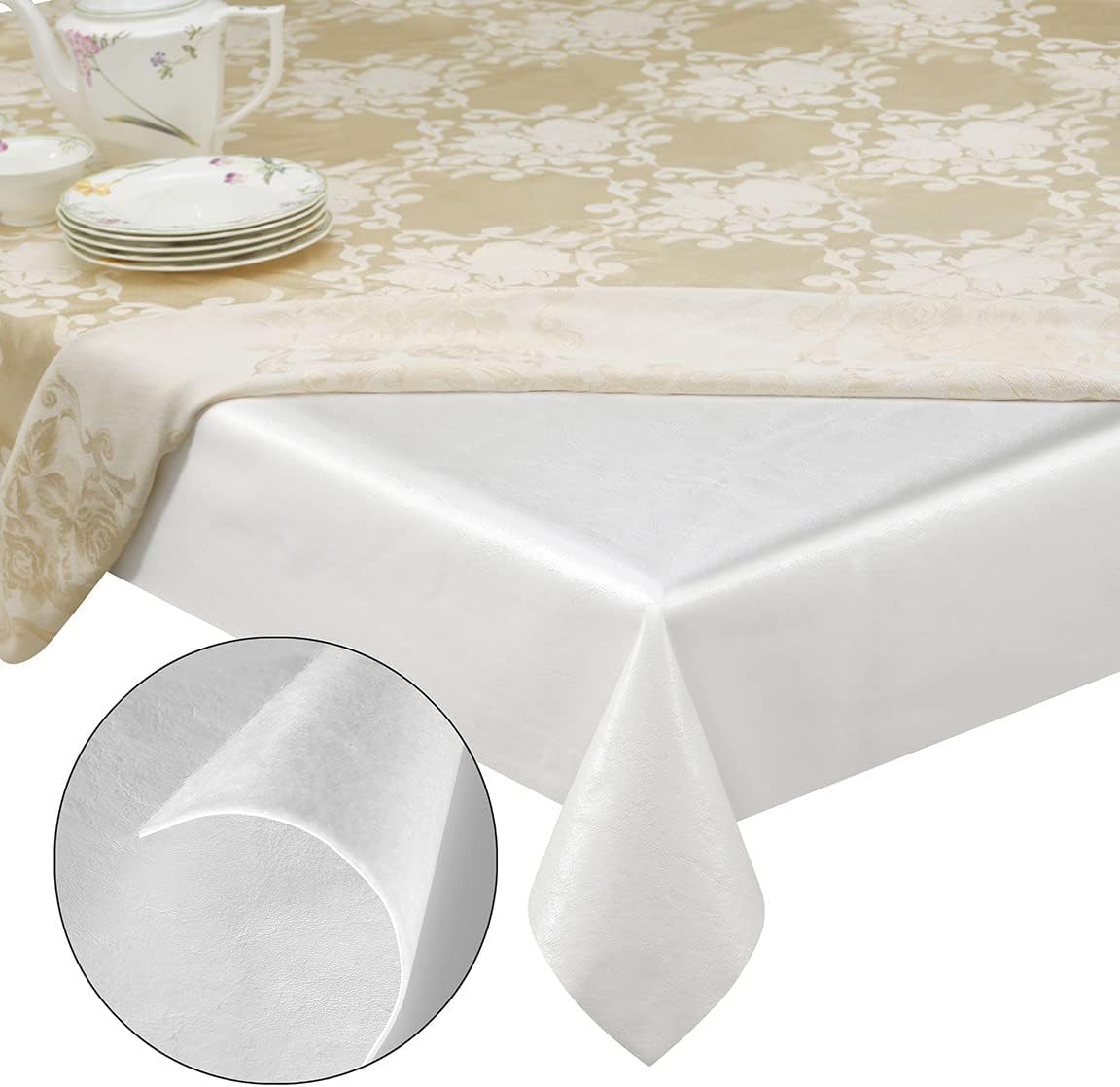 Quality Table Pad Protector, Superior Protection from Spills, Scratches & Heat - Reusable Table Cloth with Cushion Flannel Backing (90" L x 54" W)