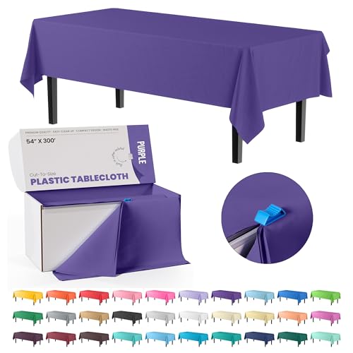 Exquisite Purple Plastic Rectangular Tablecloth Roll