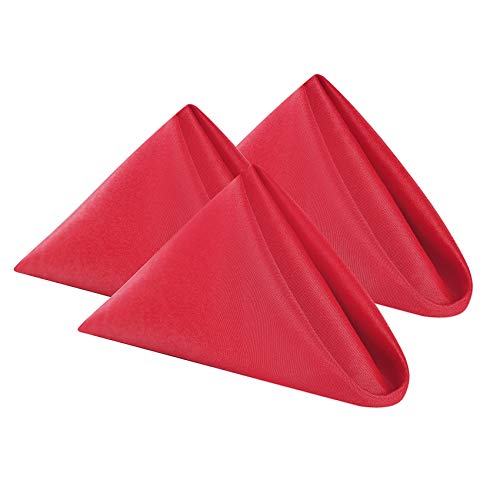 Cloth Napkins 17x17 inch Washable Polyester Dinner Napkins Soft Table Napkins for Wedding Party Dining Banquet(Red,100PCS)