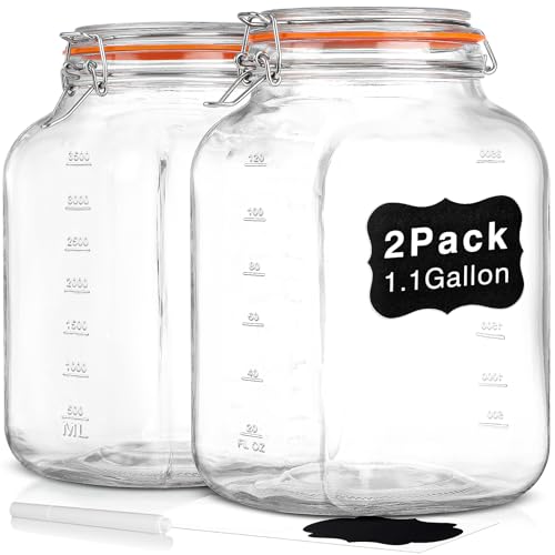 [UPGRADE] 2 Pack Square Super Wide Mouth Airtight Glass Storage Jars
