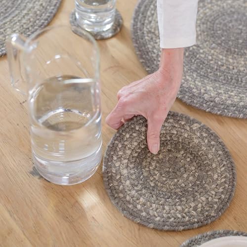 Grey Cloud Jute Braided Kitchen Trivets for Hot Dishes, Farmhouse Country Decor, Set of 6, Grey 8" Round Heat Resistant Mat - Rich Colors, Easy to Clean, Durable and Protects Furniture