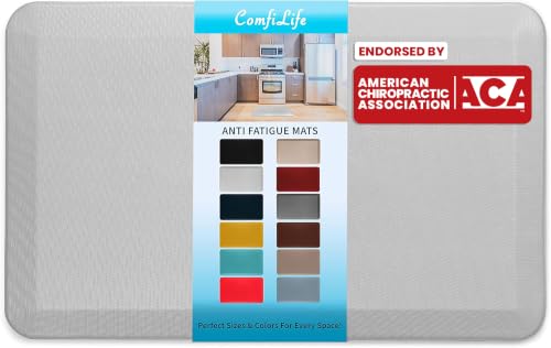 ComfiLife Anti Fatigue Floor Mat 3/4 Inch Thick Kitchen Mat (20" x 39", Silver)