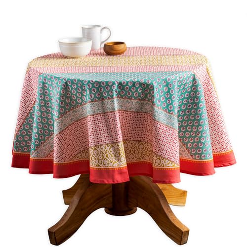 Maison d' Hermine Table Cloth Round Table 100% Cotton 69 Inches Tablecloth Reusable Decorative Everyday Use for Dining Room, Farmhouse, Home, Party, Festive & Wedding Spring Summer - Provence