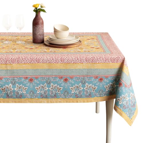 Maison d' Hermine Table Cloth Rectangle Table 100% Cotton 60 x 90 Inches Tablecloth Reusable Decorative Everyday Use for Dining Room, Farmhouse, Home, Party, Festive & Wedding Spring Summer - Marquise