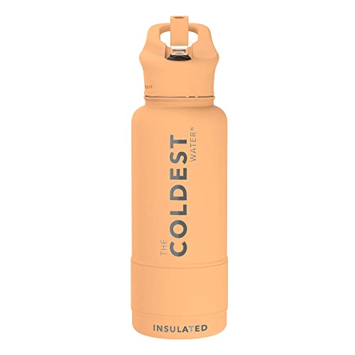 Coldest Insulated Water Bottle with Straw Lid - Stainless Steel Metal Insulated Bottle for Men & Women (Sahara Peach, 32 oz)