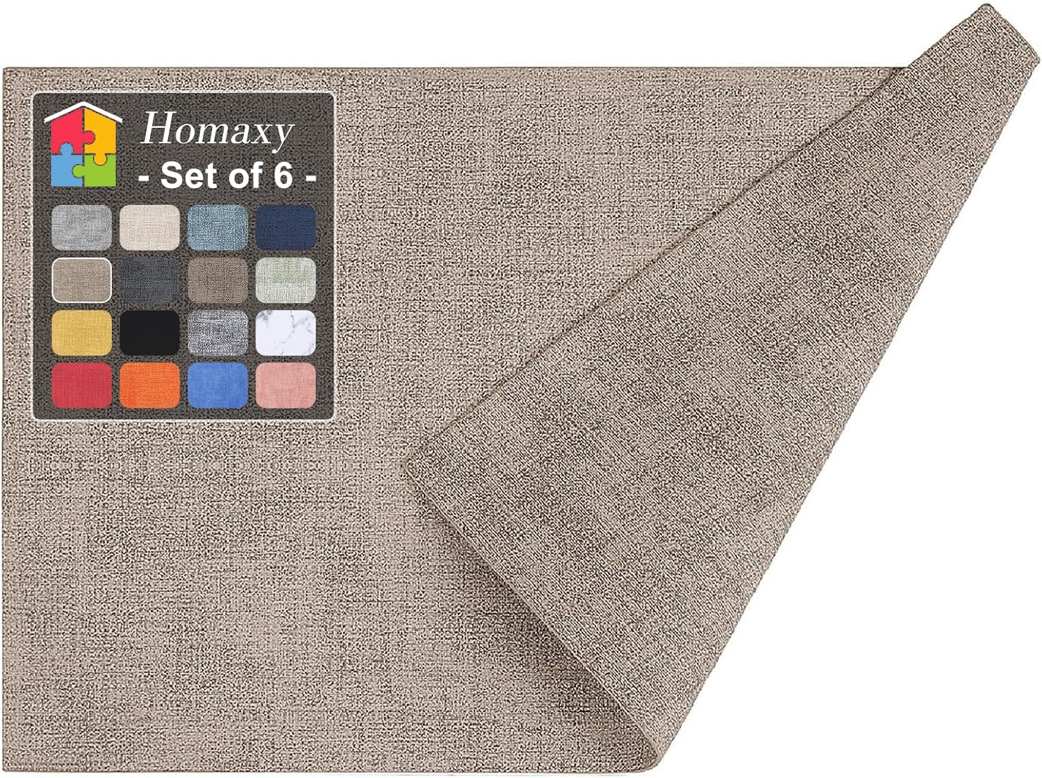 Homaxy Faux Leather Heat Resistant Placemats (Light Brown)