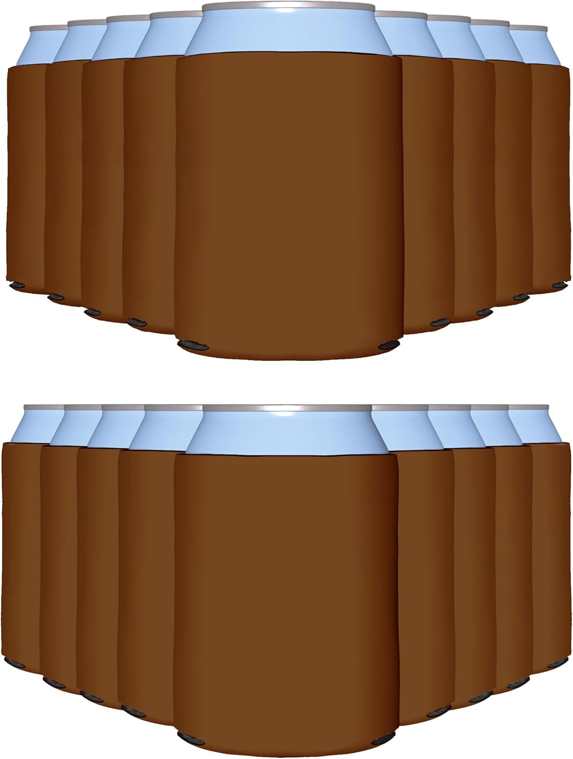 PartyPrints 200 Pack Brown Blank Can Cooler Sleeves, Customizable Bulk Insulated Foam for Beer, Collapsible Plain Drink Holder, Cold Soda Insulator, 12oz Regular, 16oz Tall Cans