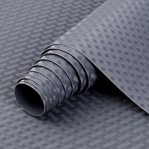 HooTown Shelf Liner Kitchen Cabinet Drawer Mats 17.5 Inch Wide x 393.7 inch Long, Non Skid EVA Plastic Washable Oil Proof Pad for RV Drawer, Dish Plate Slippery Protection, Grey