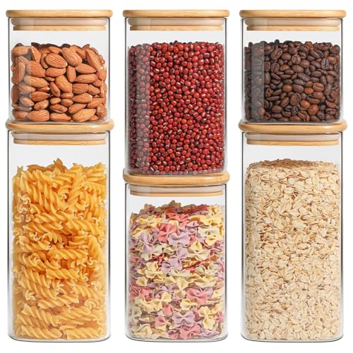 ComSaf Airtight Glass Storage Canister Set of 6