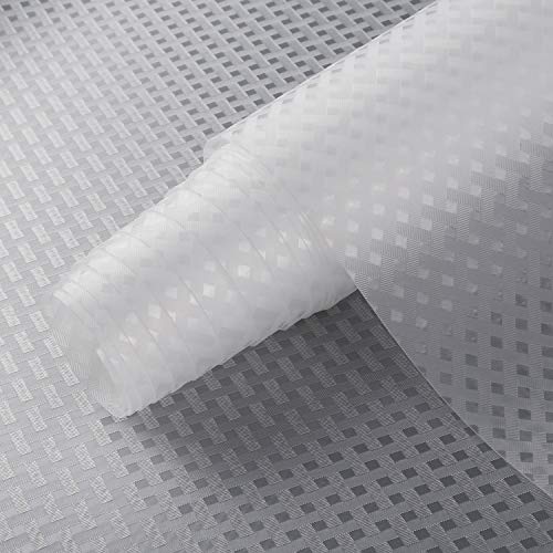 HooTown Shelf Liner Kitchen Cabinet Drawer Mats 23.6 Inch Wide x 393.7 Inch Long, Non Slip EVA Plastic Water Resistant Pad for Bathroom Drawers,Shoe Shelves, Under Sink, Clear