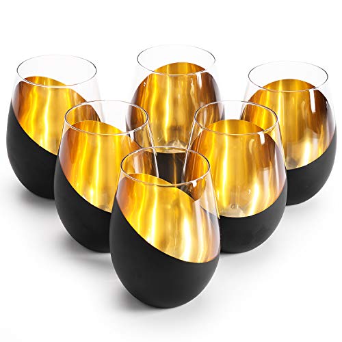 MyGift Modern Matte Black & Gold Set