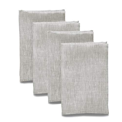 Solino Home Linen Cloth Napkins Set of 4 (Oyster Grey)