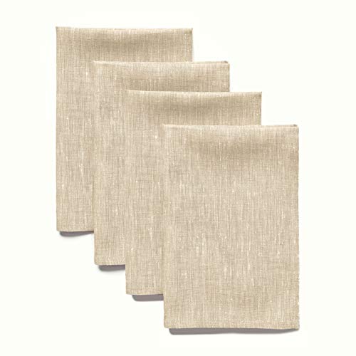 Solino Home Linen Cloth Napkins Set of 4 (Champagne Beige)